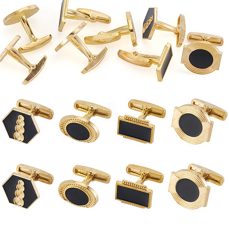 4 Pairs 4 Styles Alloy Enamel Cufflinks FIND-TA0010-10-1