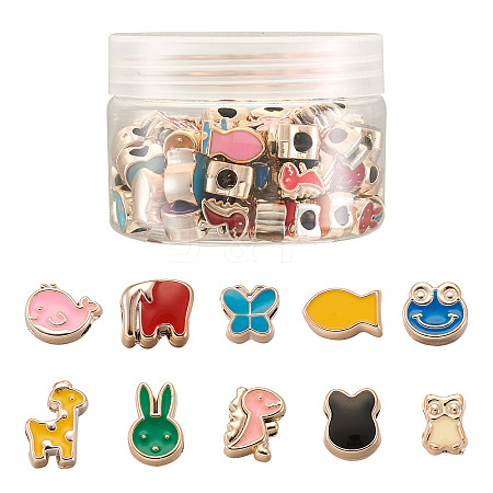 100Pcs 10 Style UV Plating Acrylic European Beads OACR-CD0001-04-1