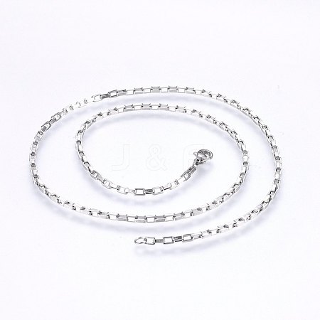 304 Stainless Steel Box Chain Necklaces NJEW-F226-07P-12-1