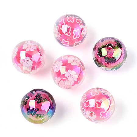 Printed Transparent Acrylic Beads MACR-T048-08-1