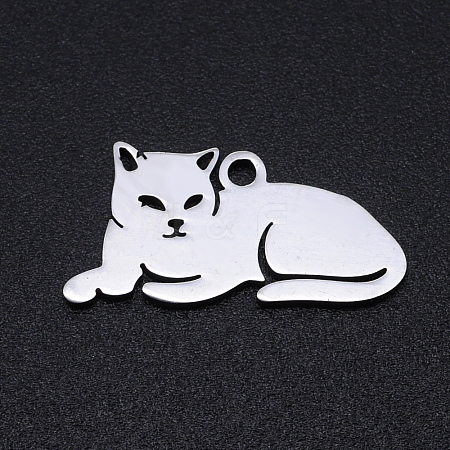 Non-Tarnish 304 Stainless Steel Kitten Pendants A-STAS-N090-JN857-1-1