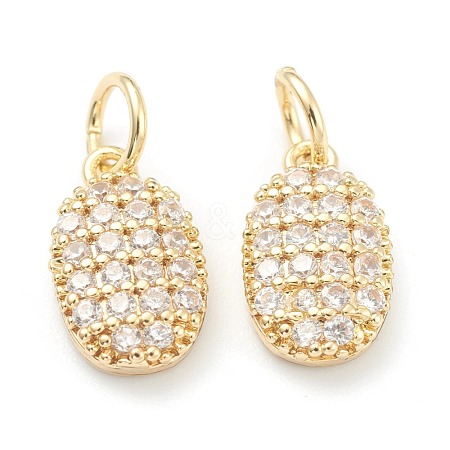 Brass Clear Cubic Zirconia Charms ZIRC-B010-03G-1