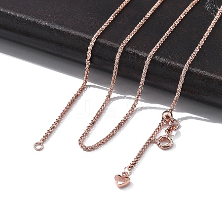 1.5mm Rack Plating Brass Wheat Chain Adjustable Slider Necklaces for Women Men MAK-L044-07RG-1