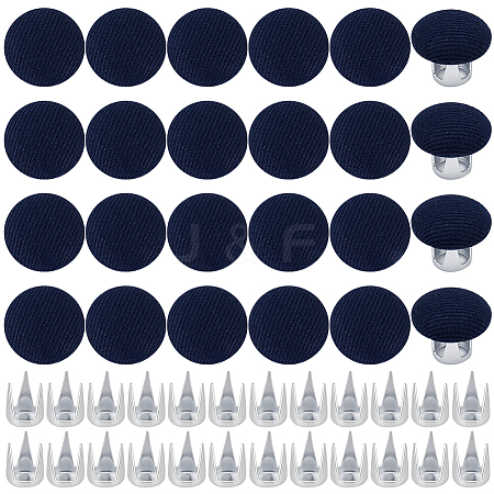 24 Bags Flat Round Cloth Cap Nail Buttons BUTT-BC0001-21B-1