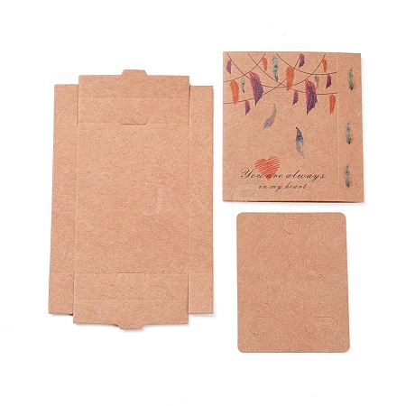 Kraft Paper Boxes and Earring Jewelry Display Cards CON-L015-B01-1
