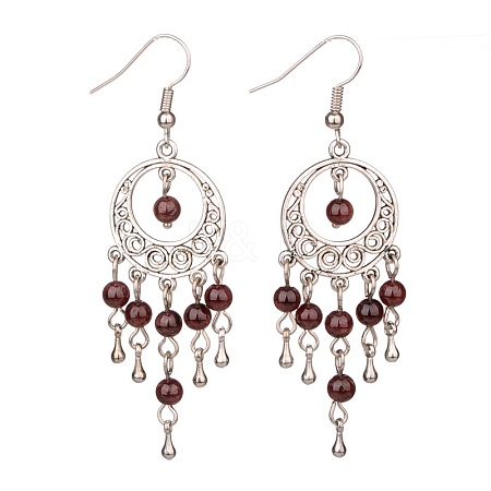 Trendy Dangling Gemstone Earrings EJEW-JE01234-04-1