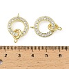 Brass Micro Pave Clear Cubic Zirconia Ring Connector Charms KK-H527-25G-3