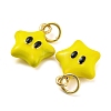 Star Rack Plating Brass Enamel Charms X-KK-Q804-07G-2