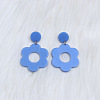 Flower with Flat Round Opaque Acrylic Dangle Stud Earrings FS-WG69462-01-1