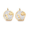 304 Stainless Steel and Polymer Clay Crystal Rhinestone Pendants STAS-T069-60F-1