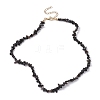 Natural Obsidian Chip Beaded Necklace NJEW-JN04616-12-4