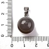 Round Natural Grey Agate Pendants G-Q434-17-3