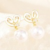 Valentine's Day Brass Clear Cubic Zirconia Dangle Stud Earrings EJEW-Z164-07G-01-3