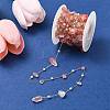 5M Natural Rose Quartz Nuggets & ABS Plastic Pearl Beaded Chains CHC-CJ0001-77-5