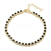 Brass Pave Cubic Zirconia Flat Round Link Chain Bracelets KK-CBA6980-17G-A-4