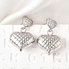 Textured Heart Brass Micro Pave Clear Cubic Zirconia Dangle Stud Earrings EJEW-Z099-02P-01-1