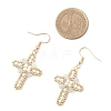 304 Stainless Steel Glass Seeds Cross Dangle Earrings EJEW-MZ00506-01-4