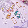 100Pcs 4 Style Alloy Open Back Bezel Rectangle & Ring Pendants FIND-GA0006-70-4