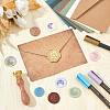 Brass Wax Seal Stamps with Wood Handle AJEW-WH0412-0174-4