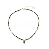 Cubic Zirconia Teardrop Pendant Necklace with Natural Emerald Quartz Beaded Chains NJEW-JN04121-05-1