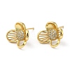 Rack Plating Brass Flower Stud Earrings with Cubic Zirconia EJEW-D061-53G-1