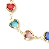 Brass Glass Link Chain Bracelets for Women BJEW-JB13563-3