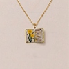 Brass Enamel Book Pendant Necklaces for Women KK-CBAF5B9-01G-03-1