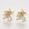 Brass Micro Pave Clear Cubic Zirconia Stud Earring Findings KK-T054-54G-NF-2