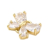 Brass Clear Cubic Zirconia Connector Charms/Links FIND-L019-07G-04-2