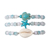 3Pcs 3 Styles Round Acrylic & Glass Beaded Stretch Bracelet Sets BJEW-JB10730-01-1