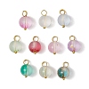 Frosted Baking Painted Glass Charms PALLOY-JF03270-01-1