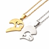 Heart Matching Couple Pendant Necklaces & Stud Earrings SJEW-E045-01GP-4
