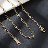 Ion Plating(IP) 304 Stainless Steel Paperclip Chain Necklace for Women NJEW-G097-14G-3