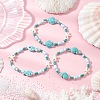 3Pcs Synthetic Turquoise & Porcelain & Dyed Natural Howlite Beads Stretch Bracelets for Women BJEW-JB11793-1