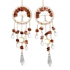 Wire Wrapped Natural Red Agate Chip Tree of Life Window Hanging Prism Ornaments HJEW-TA00283-02-1