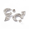 Tarnish Resistant Vacuum Plating 201 Stainless Steel Stud Earrings for Women EJEW-B016-34P-2