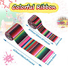 2 Rolls 2 Styles Stripe Pattern Printed Polyester Grosgrain Ribbon OCOR-TA0001-37A-10