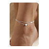 201 Stainless Steel Heart with Initial Charm Double Layer Anklets for Women FS-WG0EC0A-10-2