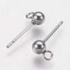 Non-Tarnish 202 Stainless Steel Ball Stud Earring Findings STAS-F141-06P-4mm-2