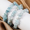 Unisex Chip Natural Aquamarine Beaded Stretch Bracelets BJEW-S143-33-4