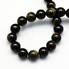 Natural Golden Sheen Obsidian Round Beads Strands G-S157-4mm-2