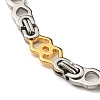 Two Tone 304 Stainless Steel Rhombus & Infinity Link Chain Bracelet BJEW-B078-09GP-2