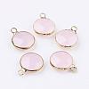 Golden Tone Brass Glass Flat Round Charms GLAA-M003-A-13G-1