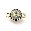 Brass Micro Pave Colorful Cubic Zirconia Connector Charms KK-H434-01G-1