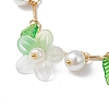 Acrylic Flower & Glass Pearl Charm Bracelets BJEW-JB10054-01-3