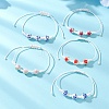 Adjustable Handmade Flower Printed Porcelain Beads Braided Beaded Bracelets for Women BJEW-JB13580-1