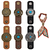 6Pcs 6 Styles Flower Imtation Leather with Zinc Alloy Scarf Clips FIND-PH0060-26-1