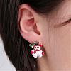 Lovely Christmas Snowman Alloy Rhinestone Enamel Stud Earrings EJEW-N0020-069-5