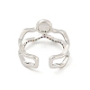 Flat Round Brass Micro Pave Colourful Cubic Zirconia Open Cuff Rings RJEW-G309-35P-3