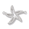 Rack Plating Brass Micro Pave Clear Cubic Zirconia Connector Charms KK-Z039-37P-1